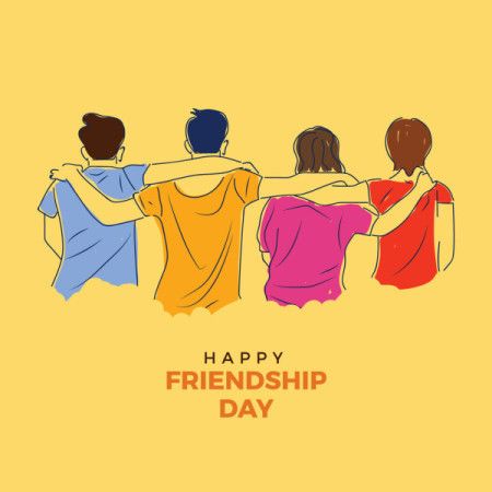 Friendship day illustration with group of friend hugging together