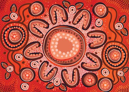 A vector painting showcasing Aboriginal dot artwork