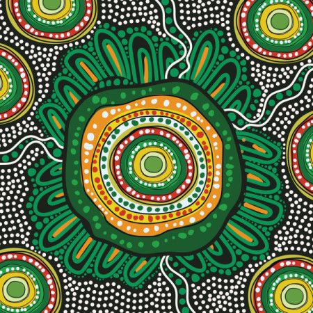 Green aboriginal style vector dot painting