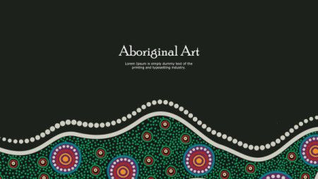 Text and aboriginal dot art on banner layout
