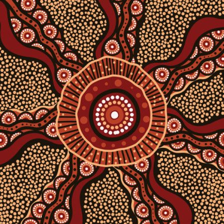 Brown aboriginal style vector dot painting