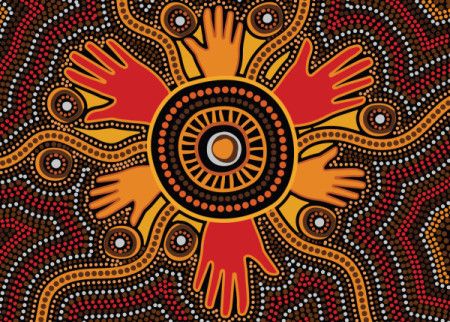 Aboriginal art design of hands in vector format