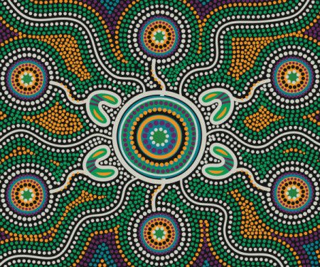 Aboriginal-inspired vector dot design painting