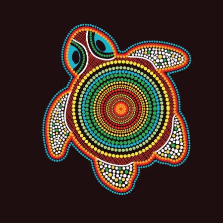Aboriginal dot art style colorful turtle artwork