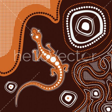Aboriginal art background with lizard