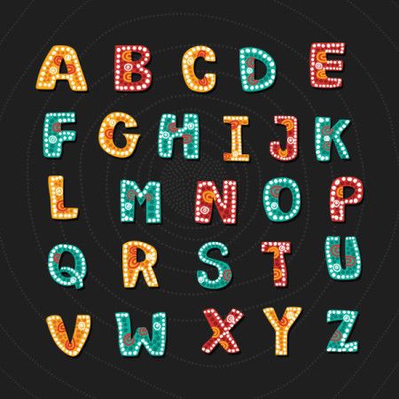 Alphabet letters in the style of Aboriginal art