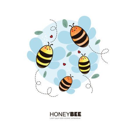 Flying honey bee illustration