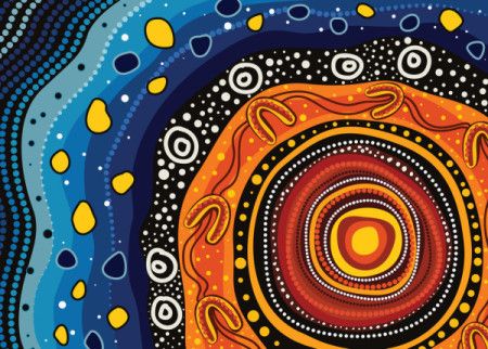 An illustration showcasing Aboriginal dot artwork