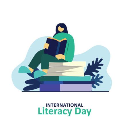 Book loving girl illustration for International literacy day