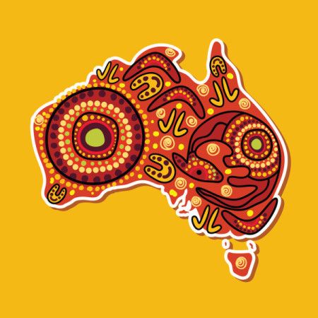Australia map sticker illustration with aboriginal design