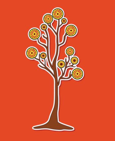 Tree sticker illustration inspired by indigenous art