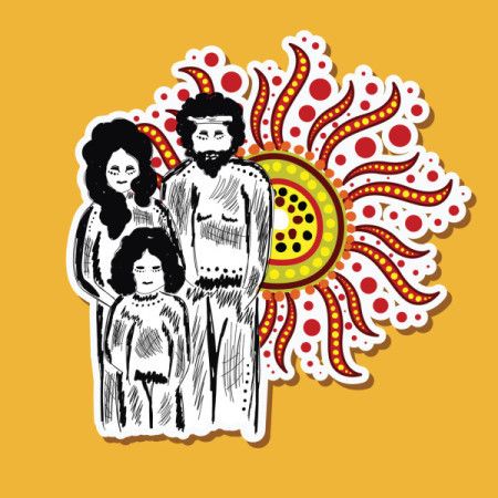Indigenous art themed illustration for sticker design