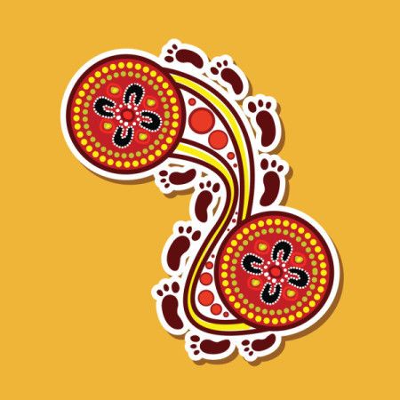 Aboriginal art patterned illustration of sticker design