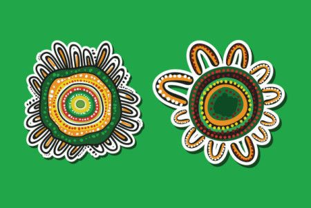 Aboriginal art style illustration of sticker design