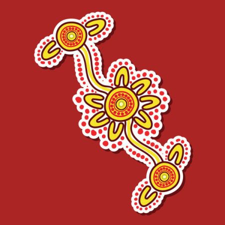 Aboriginal dot art style illustration of sticker design