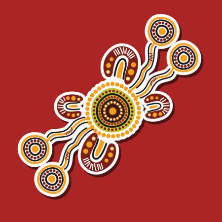 Aboriginal art inspired sticker design illustration