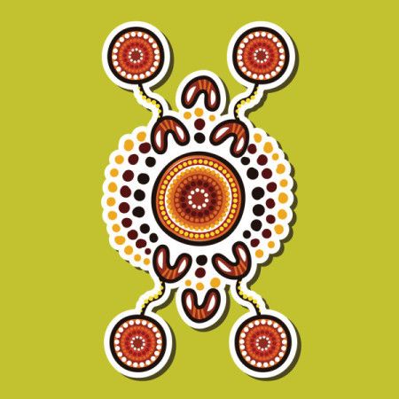 Illustration with aboriginal art elements for sticker design