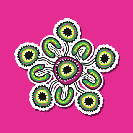 Indigenous art inspired illustration for sticker design