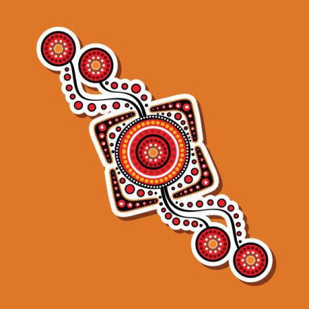 A design for a sticker that showcases aboriginal art as an illustration