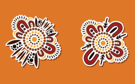Aboriginal art in an illustrative form for a sticker design