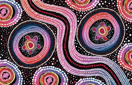 Vector background decorated with dot design of Aboriginal origin