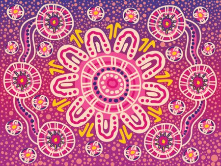 Bright vector artwork decorated with aboriginal design