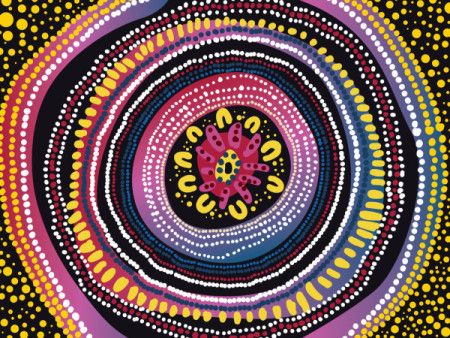 Aboriginal art-inspired big dot circle background