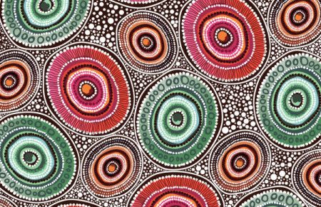 A vector background with circles of dots inspired by Aboriginal art