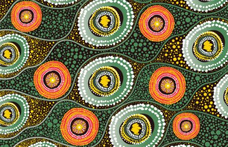 Circles of Aboriginal art dots on a vector background