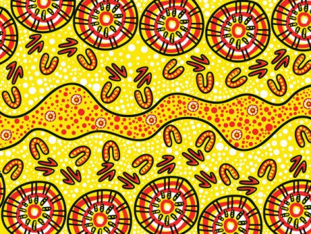 Aboriginal culture-inspired bright vector background design