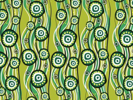 Green vector background decorated with aboriginal pattern