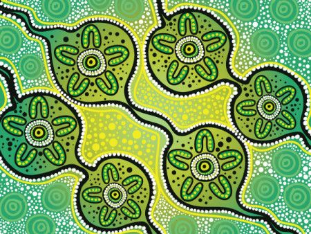 Green Aboriginal-inspired dot painting illustration