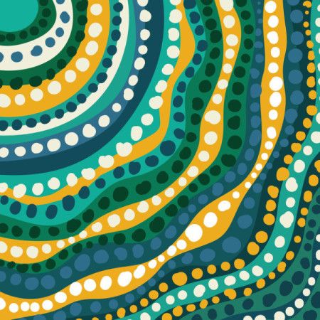 Aboriginal-inspired vector background with colorful dots