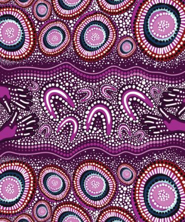 Purple aboriginal dot art style vector painting