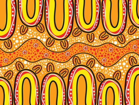 Yellow vector painting showcasing Aboriginal dot artwork