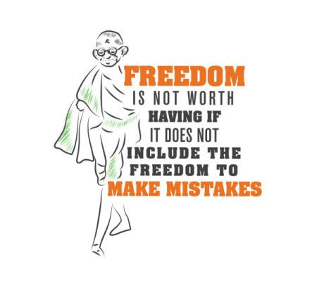 A quote from Gandhi accompanies an illustration of Gandhi Jayanti