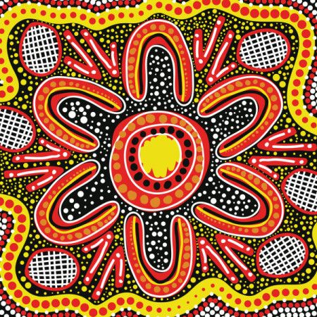 Dot art that reflects Aboriginal traditions in a vector painting