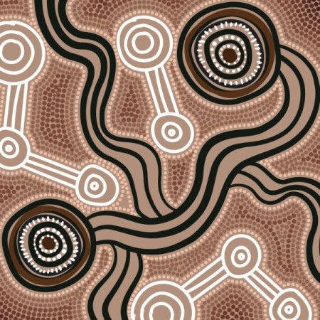 Dot art design background inspired by Aboriginal culture