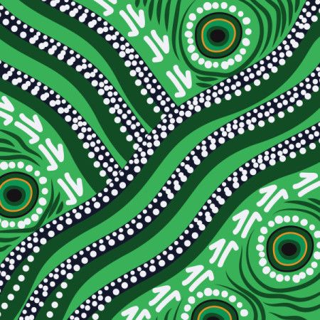 Green vector background with aboriginal dot art design