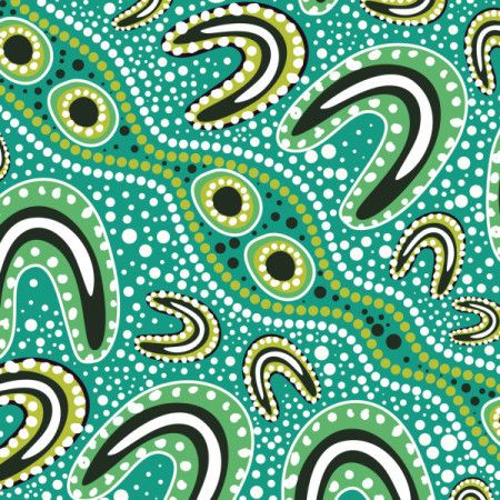 Teal aboriginal dot art style vector background