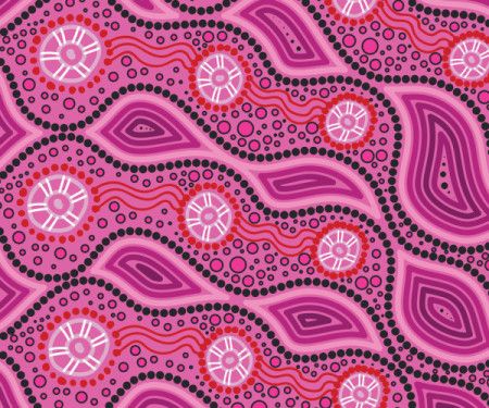 Pink background with aboriginal art illustration