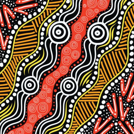 Bright colorful aboriginal art background illustration
