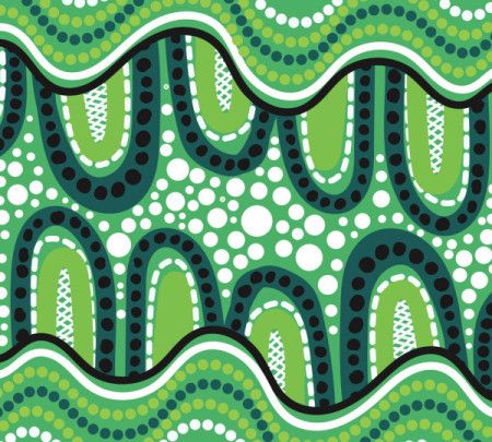 Vector green background showcasing Aboriginal dot design