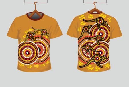 Tee shirt design illustration with Aboriginal dot art