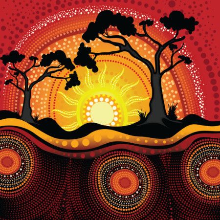 Aboriginal Painting Illustration Depicting Nature's Beauty