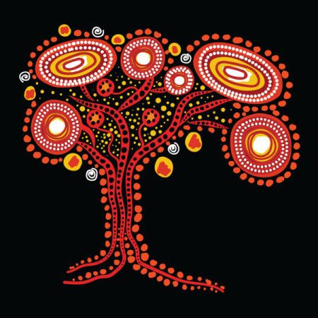 Tree dot art illustration inspired by aboriginal culture