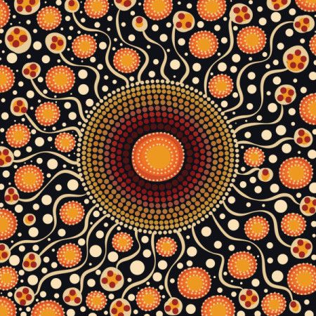 Orange aboriginal style dot artwork illustration
