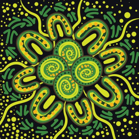 Green aboriginal design background illustration