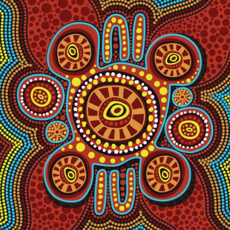 Aboriginal culture's dot art on a background in vector style