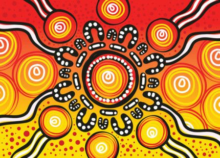 Beautiful aboriginal artwork illustration in bright colors